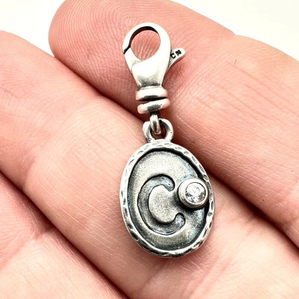 Silpada Womens Charm Sterling Silver Crystal Initial "C"